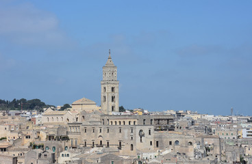 Obraz premium Italy, Basilicata, Matera, city of stones, Unesco heritage, capital of European culture 2019. Panorama from the Belvedere.