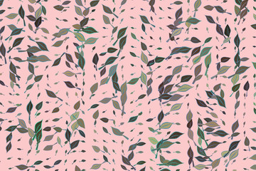 Shape of leaves drawing, abstract background pattern. Surface, geometric, mosaic & web.