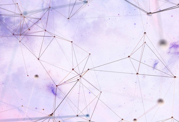 Abstract futuristic background with polygonal plexus shapes consisting dots and lines. 3D illustration