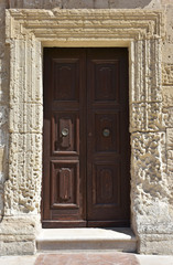Italy, Basilicata, Matera, city of stones, Unesco heritage, capital of European culture 2019. Church of San Pietro Caveoso, entrance.