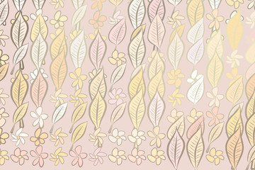 Fototapeta na wymiar Color leaves & flowers illustrations background, hand drawn. Decoration, set, surface & concept.