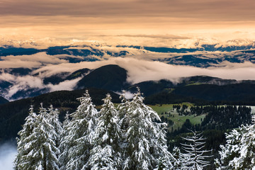 Mountain landscape after first snow