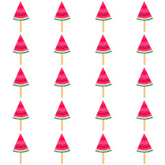 Watermelon ice cream isolated vector pattern illustration in red green white.