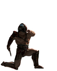 bloody gladiator in an white background