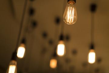 Light bulbs hanging from the ceiling