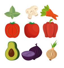 set of fresh vegetables group vector illustration design