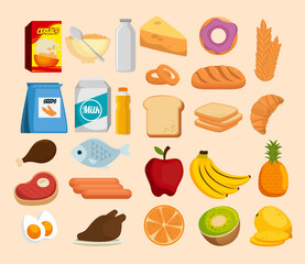 group of nutritive food icons vector illustration design