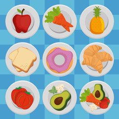 group of nutritive food icons vector illustration design