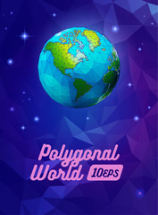 Low polygonal earth on colorful space BG