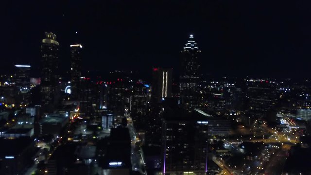 Atlanta Night Downtown Aerial Footage