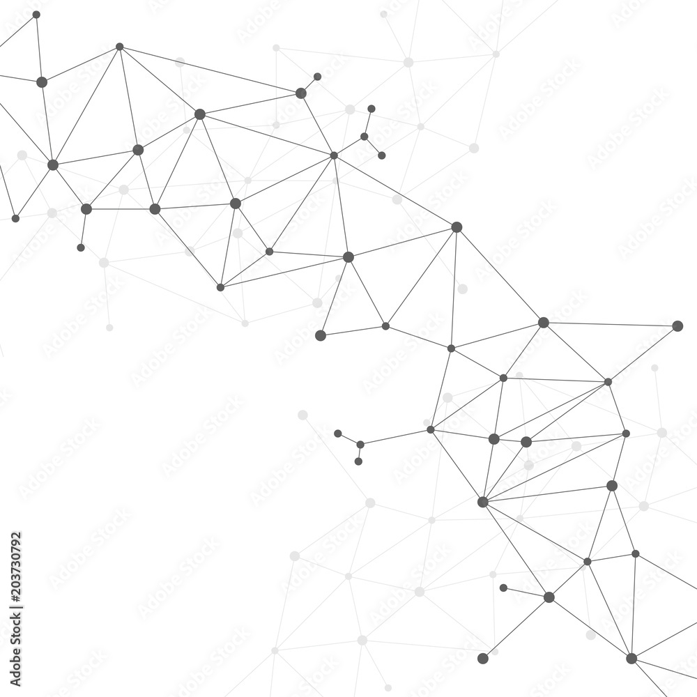 Poster network connecting dot polygon background on isolated white background