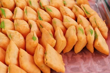 Deep fried dough put thai pandan custard
