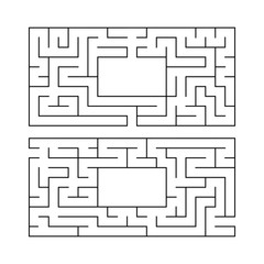 A set of two rectangular labyrinths. Simple flat vector illustration isolated on white background. With a place for your image.