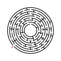 Abstract round maze. An educational game for children and adults. Simple flat vector illustration isolated on white background.