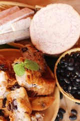 taro dessert and black beans traditional chinese pancake