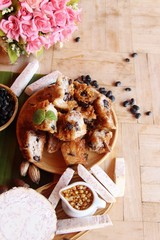 taro dessert and black beans traditional chinese pancake