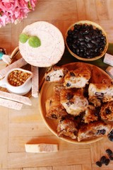 taro dessert and black beans traditional chinese pancake