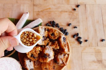 taro dessert and black beans traditional chinese pancake