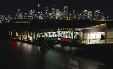 Fototapeta na wymiar Sydney Nightlight from Taronga Zoo Wharf
