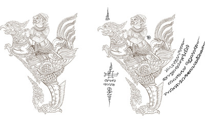 Thai traditional tattoo, Thai traditional painting in temple vector
