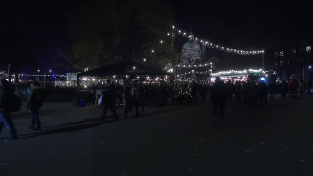 Christmas market in Charles' Square at night