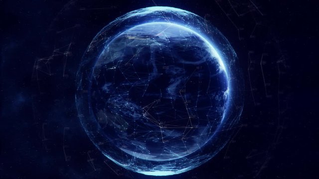 Digital Earth - Visualization of modern networking and global connectivity. 4K UHD.
