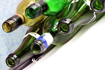 waste disposal bottles piled up