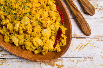 Traditional spicy rice with chicken