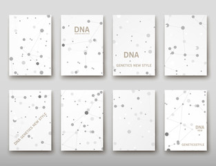 DNA abstract geometric background, layout in A4 set technology brochure flyer design template vector shadow