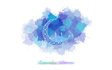 Ramadan Kareem  colorful ink style. Islamic background. Ramadan Kareem or Eid Mubarak greeting...