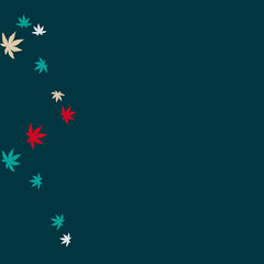 Cute vegetative pattern with simple small leaves for a greeting card or poster. Vector background for spring or summer design