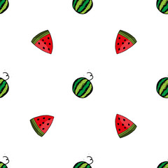 atermelon slices seamless pattern background. Summer theme. 