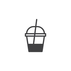 Milk shake container vector icon. filled flat sign for mobile concept and web design. Plastic cup drink with straw simple solid icon. Symbol, logo illustration. Pixel perfect vector graphics