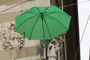Ornamental colored umbrellas hanging