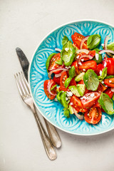 Healthy salad and ingredients