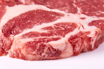fresh raw beef steak isolated on white background, organic farm