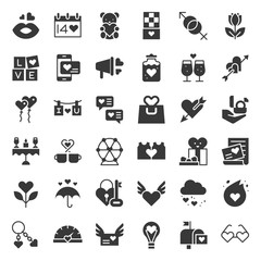 Valentine and romance, solid icon set