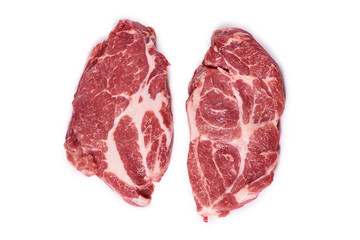 fresh raw beef steak isolated on white background, organic farm
