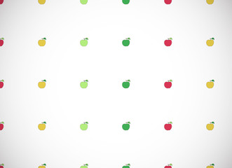 Horizontal card. Pattern with cartoon colorful apples.