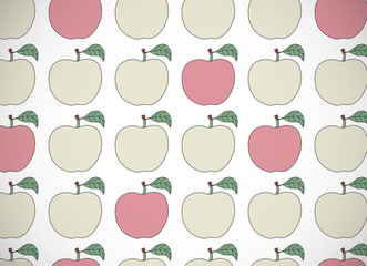 Horizontal card. Pattern with cartoon apples.