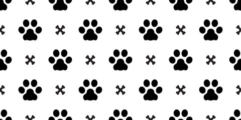 Dog Seamless pattern vector Bone dog paw doodle isolated wallpaper background