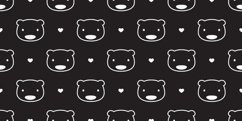 Bear seamless pattern polar bear vector panda heart valentine love isolated background wallpaper black