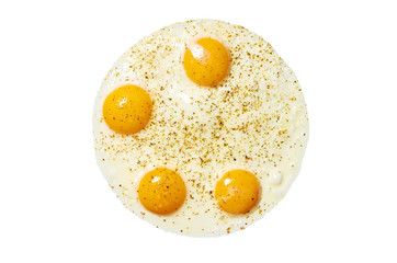 Fried egg isolated on white background. Home made fast food