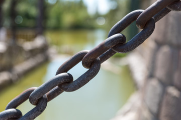 Iron chain close up view