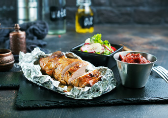 baked meat with spice