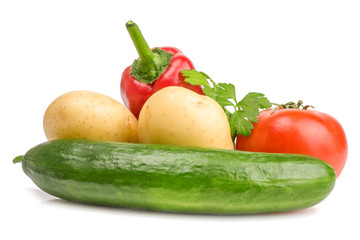 fresh vegetables isolated on white background