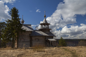 Fototapeta premium Wooden church in Karelia, Russia 