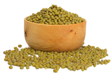 grain of mung bean in cup isolated on white background