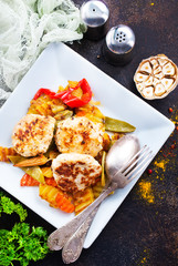 baked vegetables with cutlet