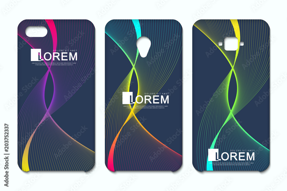 Poster Vector phone x wallpaper collection. Geometric abstract background. Editable gradient mesh masked into phone shape. Wave flow.